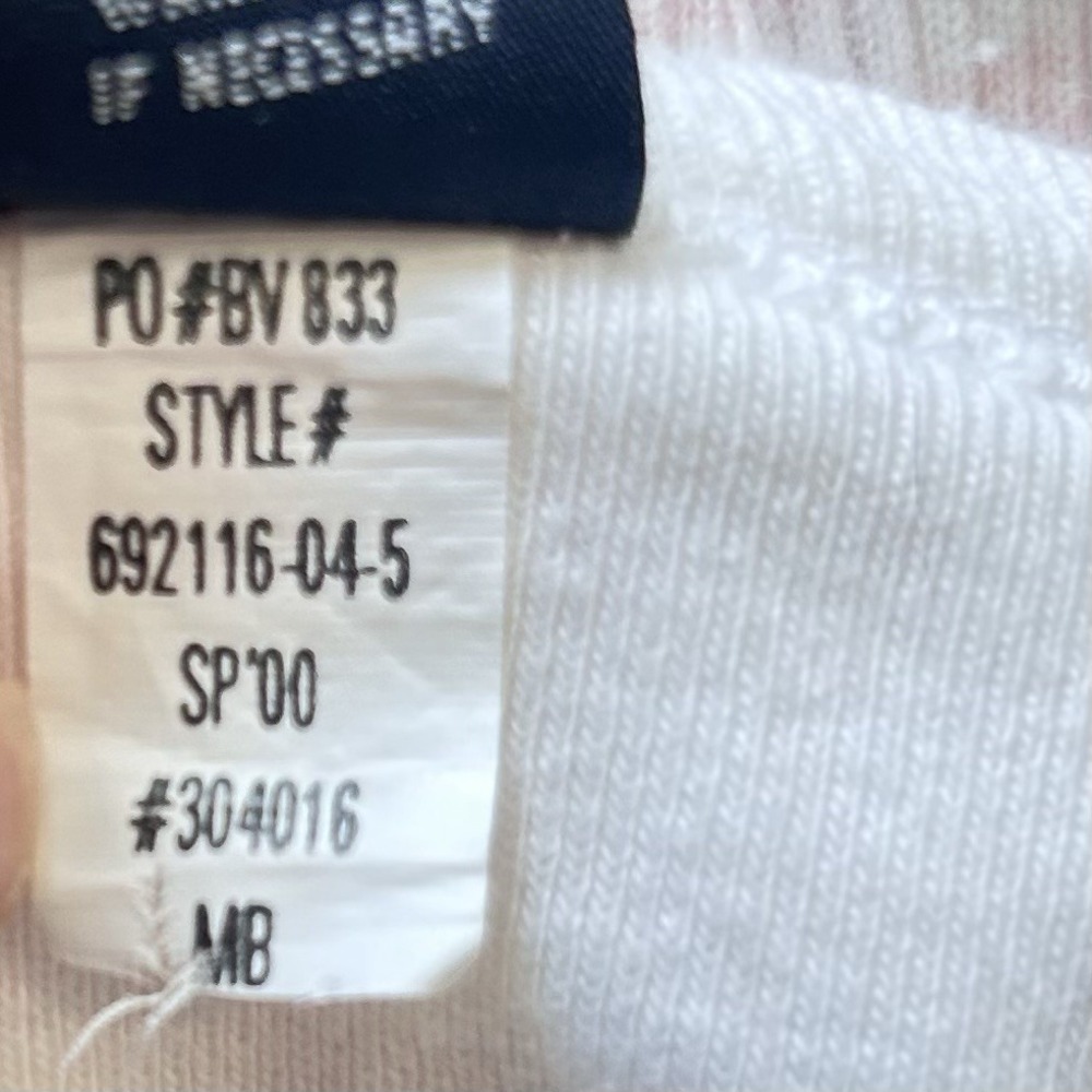 Vtg Y2K 2000 Gap Thermal Shirt Sz L Crew Neck Pink White Striped 100% Cotton - Picture 8 of 12